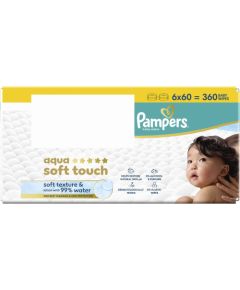 Pampers Chusteczki nawilżane Aqua Soft Touch 6x60 szt. [Plastic Free] Влажные салфетки