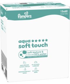 Pampers Chusteczki nawilżane Aqua Soft Touch 15x60 szt. [Plastic Free] Влажные салфетки