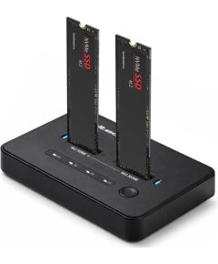 Qoltec 52366 M.2 NVMe SSD Docking Station | PCIe | USB-C | 20 Gb/s | DUAL 2 x 8TB | Offline cloning Dokstacijas portatīvajiem datoriem
