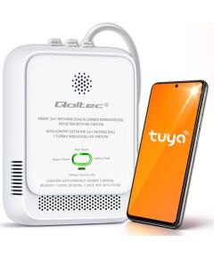 Qoltec 52654 2in1 natural gas and carbon monoxide (CO) leak detector | CH4 | CO | NG | Tuya | Wi-Fi | 85dB alarm | LED Умный дом