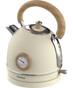 Klausberg Elektriskā tējkanna ar termometru, nerūsējošā tērauda, ​​krēmkrāsas ar koka apdari, 1,8 l, 2200 W, K Tējkannas (elektriskās)