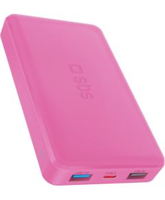 Enerģijas krātuve SBS 10000mAh 10W Pink USB 2.1A 10W, USB 1A 5W, USB-C 2.1A Power Banks