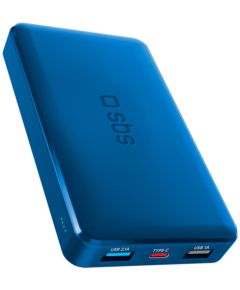 Enerģijas krātuve SBS 10000mAh 10W Cyan USB 2.1A 10W, USB 1A 5W, USB-C 2.1A Power Banks