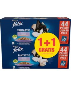 PURINA Felix Fantastic Selection of flavors in jelly - wet cat food - 44x85g + 44x85g GRATIS Консервы кошек