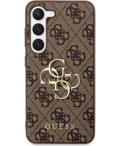 Guess PU 4G Metal Logo Case Aizsargapvalks priekš Samsung Galaxy S23 / bruns Neoriģinālie Maciņi