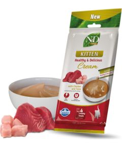 FARMINA N&D Prime Cat Cream with chicken & tuna kitten box – cat treat for kittens – 4x15g Kaķu konservi