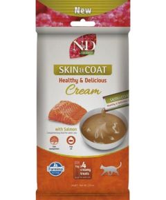 FARMINA N&D Quinoa Cat Skin & Coat Cream with Salmon box mono – cat treat – 4x15g Kaķu konservi