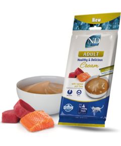 FARMINA N&D Ocean Cat Cream with Salmon & Tuna adult box – cat treat for adult cats – 4x15g Kaķu konservi