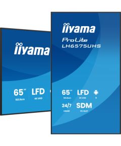 Iiyama LH6575UHS-B2AG 65" 4K UHD Professional Digital Signage 24 7 display featuring Android OS, FailOver and Intel® SDM slot   LH6575UHS-B2AG Industriālie monitori IPS / DSP / Public / Info Displays