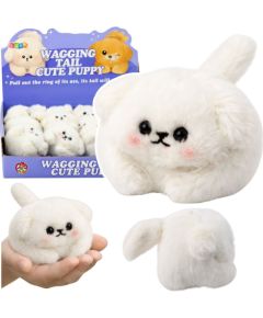 LeanToys Pluszowy Biały Piesek z Kręcącym Ogonkiem Dźwięki Piszczenia Brelok 9 cm Мягкие игрушки