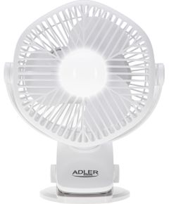 Adler Rechargeable fan with clip AD 7335 Table Fan 6 W Diameter 12.7 cm Number of speeds 3 Oscillation White Вентиляторы