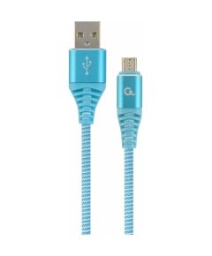 Gembird USB Male - Micro USB Male Premium cotton braided 1m Blue/White Дата USB-кабели