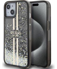 Guess Apple  Guess PC/TPU Liquid Glitter Gold Stripe Case for iPhone 15 Black Neoriģinālie Maciņi