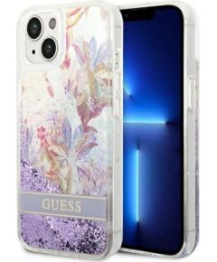 Guess Apple  iPhone 14 6,1 hardcase Flower Liquid Glitter Purple Neoriģinālie Maciņi