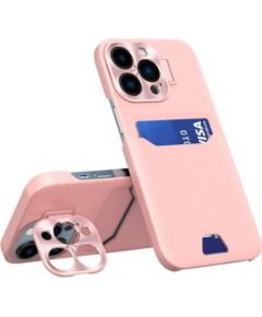 iLike Apple  iPhone 14 Pro Leather Stand Case Card Wallet Cover with Stand Pink Neoriģinālie Maciņi