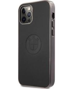 BMW Apple  iPhone 12/12 Pro 6.1' Signature Leather Embossed Logo Hard Case Black Neoriģinālie Maciņi