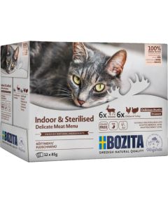 BOZITA sterilised pieces in sauce with meat multibox - wet cat food -12 x 85g Kaķu konservi
