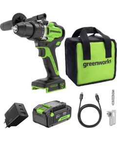 Akumulatora urbjmašīna-skrūvgriezis Greenworks DD590A1; 24 V; 90 Nm; 1x4,0 Ah akum. Urbjmašīnas un skrūvgrieži