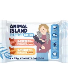ANIMAL ISLAND Kitten indyk/królik/cielęcina 4x85g Kaķu konservi
