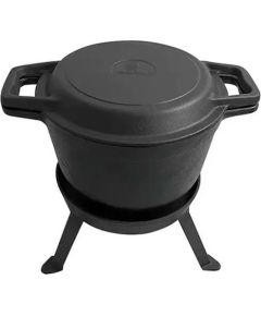 KingHoff KOCIOŁEK ŻELIWNY MYŚLIWSKI 8.0L Z PATELNIĄ GRILL 2 W 1 KH-1733 Jaunumi -Dārzam