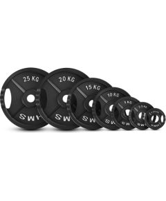 Gumijots svaru disks 50 mm TOD20 OLIMPIC PLĀKSNE MELNA 20 KG HMS Hanteles