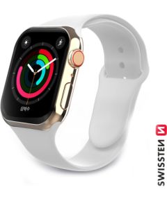 Swissten Cиликоновый Pемешок для Apple Watch 1/2/3/4/5/6 / SE / 38 мм / 40 мм / белая Smart pūlksteņu aksesuāri