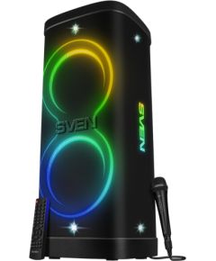 Speaker Party Box SVEN PS-1250, black (300W, TWS, IPx4, Bluetooth, FM, USB, microSD, LED-display, 13500mAh) Bezvadu skaļruņi