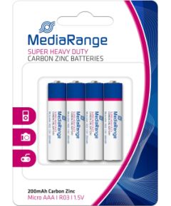 BATTERY CARBON-ZINC AAA 1.5V/4PCS MRBAT141 MEDIARANGE Baterijas un akumulatori