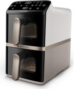 Philips Airfryer, Dual Basket NA462/80 4000 Series Capacity 10 L Power 2750 W RapidAir Silk White/Beige Воздушные котлы (AirFryer)