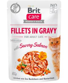 BRIT Care Fillets in Gravy filety z łososiem w sosie - mokra karma dla kota - 85 g Консервы кошек
