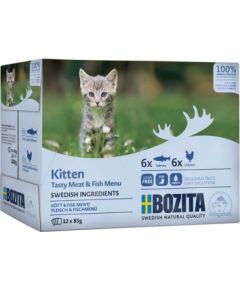Bozita Chunks in Sauce with Fish and Meat for Kitten Multibox 12x85g Kaķu konservi