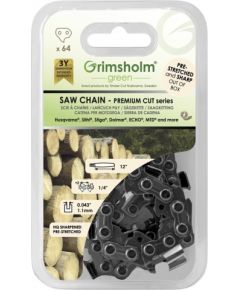 Zāģa ķēde Grimsholm Premium Cut; 12''; 30 cm; 1/4''; 64; 1,1 mm Zāģu ķēdes un sliedes