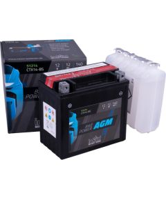 12Ah 140A IntAct AGM 51214 moto akumulators 150x87x145mm Akumulatori