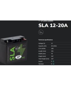 20Ah akumulators LANDPORT SLA Ind/Garden 181x76x167mm-+ Akumulatori
