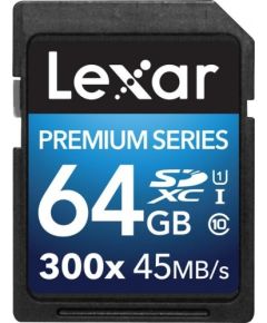 Lexar 64GB SDXC 300X Premium II C10 U1 Atmiņas karte (IR VEIKALĀ)