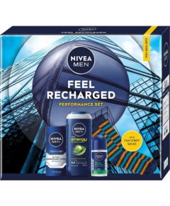 Nivea Men Feel Recharged zestaw nawilżający krem do twarzy 75ml + żel pod prysznic 3w1 250ml + antyperspirant roll-on 50ml Духи и косметика