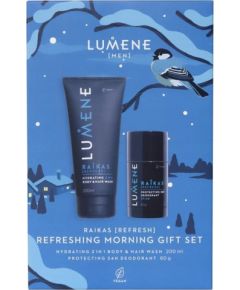 Lumene Men Raikas Refreshing Morning zestaw Hydrating 2in1 Body & Hair Wash żel pod prysznic 200ml + Protecting 24H Deodorant Stick dezodorant w sztyfcie 60g Духи и косметика