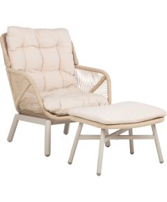 Lounge chair TUXEDO with footstool, beige Dārza krēsli