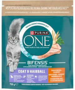 Purina ONE Coat&Hairball Kurczak/Pełne Ziarna 750g Сухой корм для кошек