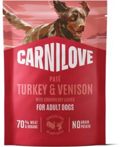 Carnilove Carnilove Dog Pouch Karma mokra dla psów Indyk i dziczyzna z liśćmi truskawki 300 g Suņu barība