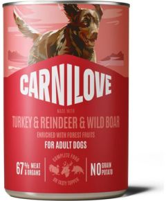 Carnilove Carnilove Dog Can Pat Karma mokra dla psów Indyk, renifer i dzik z czarną porzeczką 400 g Suņu barība