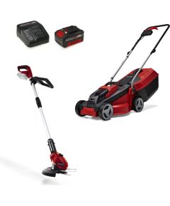 Einhell Cordless Lawn Mower Set GE-CM 18/30 + Grass Trimmer GE-CT 18 (red/black, Li-ion battery 4.0Ah) Jaunumi -Dārzam