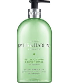 Baylis & Harding Hand Soap Vetiver, Cedr & Lemongrass - Antibakteriální tekuté mýdlo na ruce 500ml Ķermeņa kosmētika