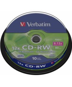 Matricas CD-RW SERL Verbatim 700MB 12x, 10 Pack Spindle CD DVD Матричные Диски