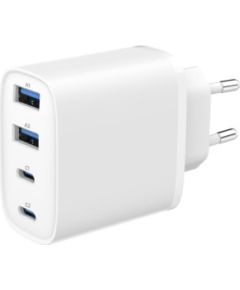 Lādētājs Gembird 4-port 40W USB PD fast charger White 2xType-C 2xType-A QC 3.0 Telefonu lādētāji 220v