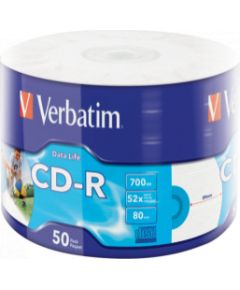 Matricas CD-R Verbatim Data Life 700MB 1x-52X Inkjet Printable 50 Pack Wrap Spindle CD DVD Матричные Диски