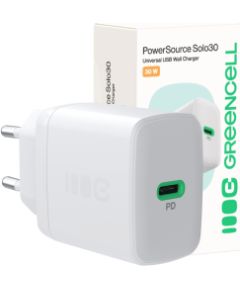 Green Cell Lādētājs Greencell PowerSource Solo30 30W White Telefonu lādētāji 220v