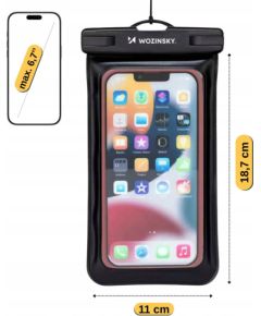 Wozinsky   WWE-01 Case Waterproof, with wrist strap PVC phone armband case Black Neoriģinālie Maciņi