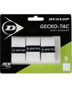Tennis racket overgrip DUNLOP GECKO-TAC ATP 3pcs, white Teniss
