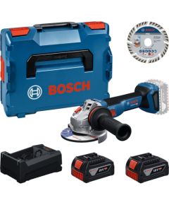 Bosch Powertools Tool Set Cordless Angle Grinder 18 Volt with 2 Batteries 5.0 Amp Hours and Cutting Disc 125 in L-BOXX (Boxed) Jaunumi -Dārzam
